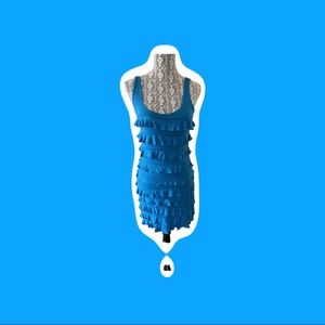 Bright Blue Ruffled Express Dress - Womens Size XS